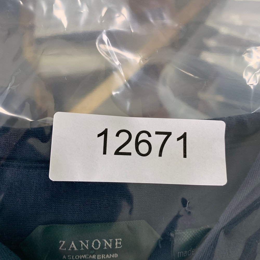 Zanone Polo Shirt Men 54 Navy Blue Long Sleeve Lightweight Made In Italy